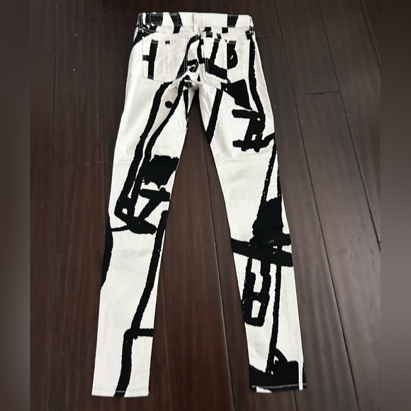 Rag & Bone Monochrome Striped The Legging Jeans 25 - Picture 8 of 9